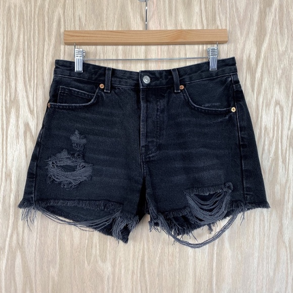 Topshop Pants - Topshop Moto Ashley High-Rise Distressed Frayed Jean Shorts